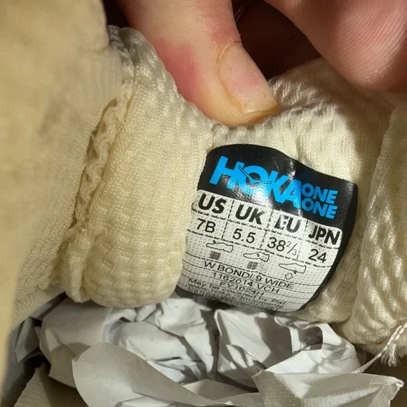 Hoka Women's Cream and Gold Bondi 9 Athletic Shoes - Picture 9 of 9